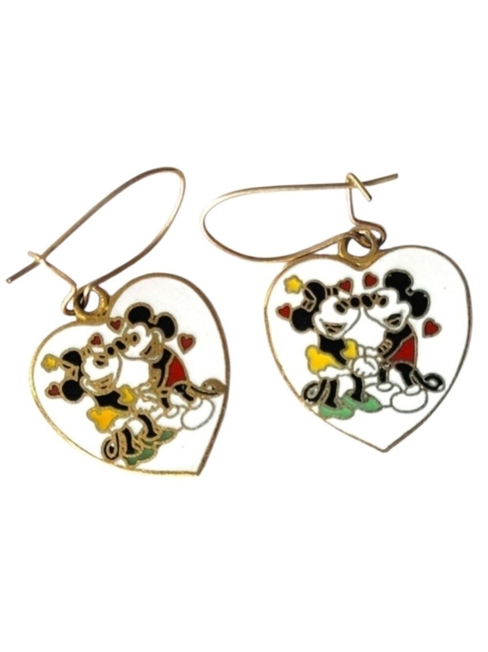 Disney Mickey Minnie Mouse Heart Enamel Earrings